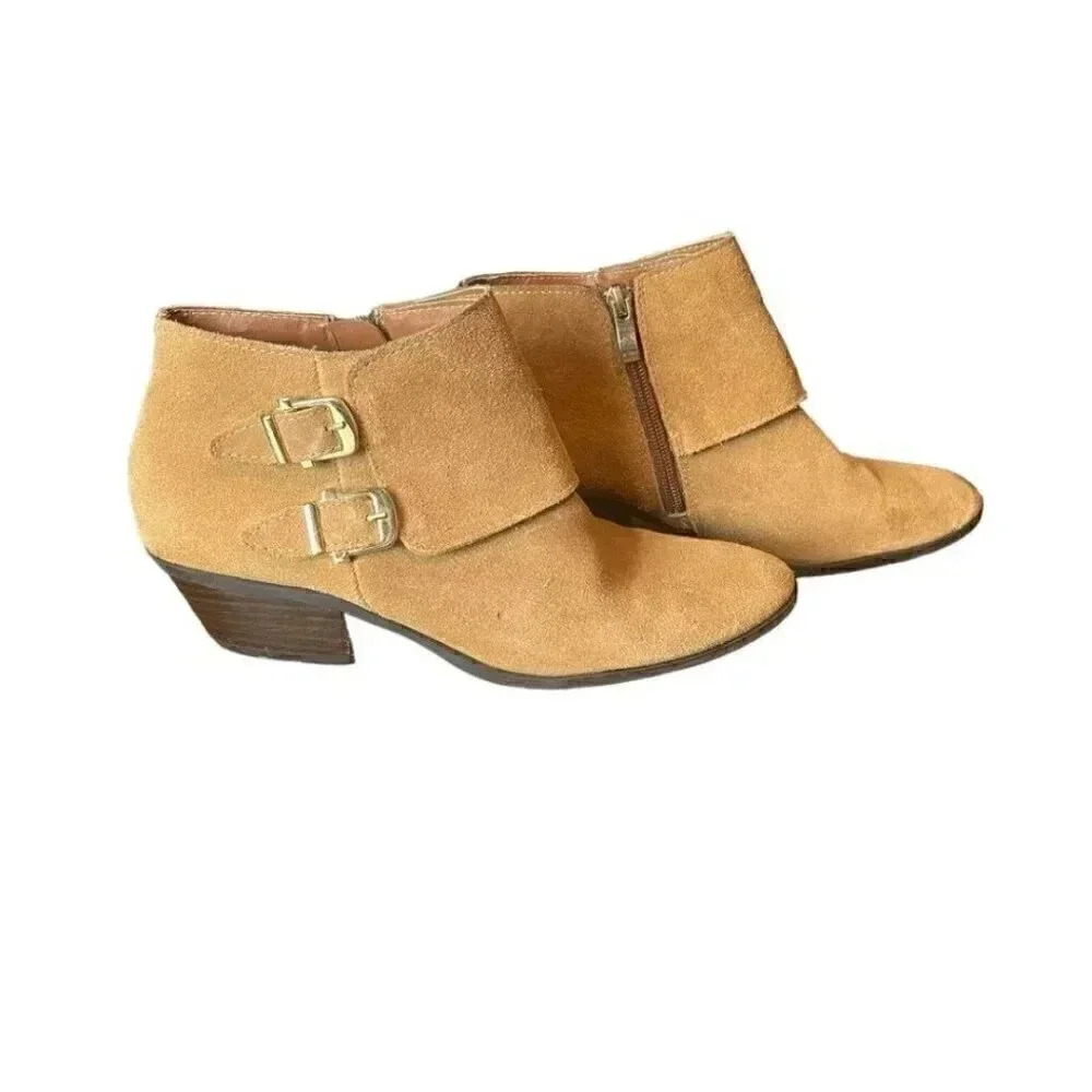 Apri Womens Tan Suede Galant Brown Ankle Bootie Size 8 - Picture 2 of 9